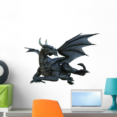 Black Dragon Wall Decal shown on a wall