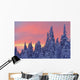 View Of Snow-Covered Trees And Sky At Twilight, Quebec, Canada Wall Mural