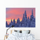 View Of Snow-Covered Trees And Sky At Twilight, Quebec, Canada Wall Mural