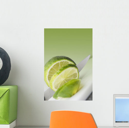 A Knife Cutting A Lime Wall Mural