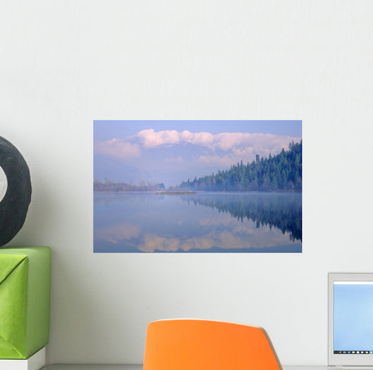 One Mile Lake, Near Pemberton, Bc In Early Morning Mist Wall Mural