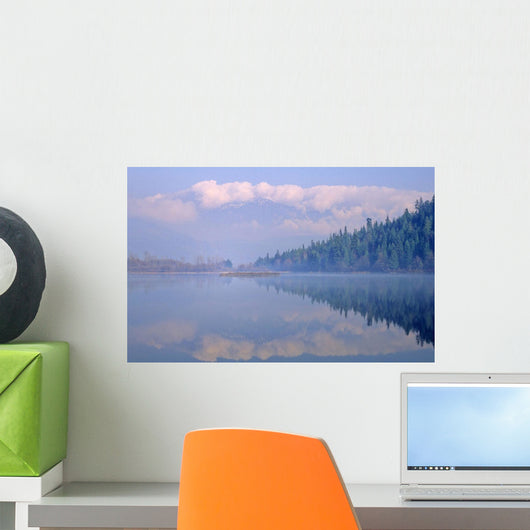 One Mile Lake, Near Pemberton, Bc In Early Morning Mist Wall Mural