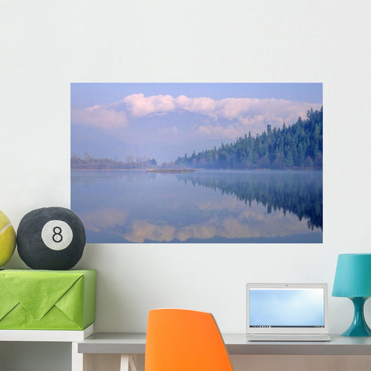 One Mile Lake, Near Pemberton, Bc In Early Morning Mist Wall Mural