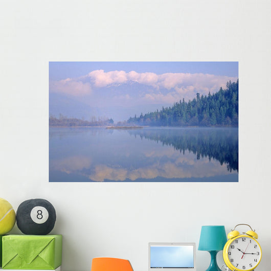 One Mile Lake, Near Pemberton, Bc In Early Morning Mist Wall Mural