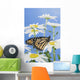 Monarch Butterfly In Daisies Wall Mural