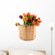 Wooden Bucket Ful of Tulips Wall Decal