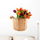 Wooden Bucket Ful of Tulips Wall Decal