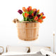 Wooden Bucket Ful of Tulips Wall Decal
