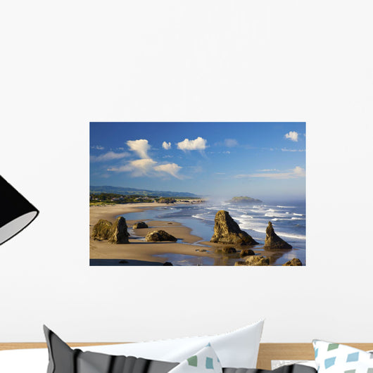 Morning Light Adds Beauty To Rock Formations At Bandon State Park Wall Mural