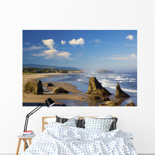 Morning Light Adds Beauty To Rock Formations At Bandon State Park Wall Mural