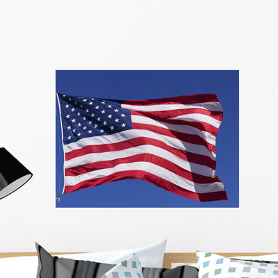 American Flag Wall Mural shown on a wall
