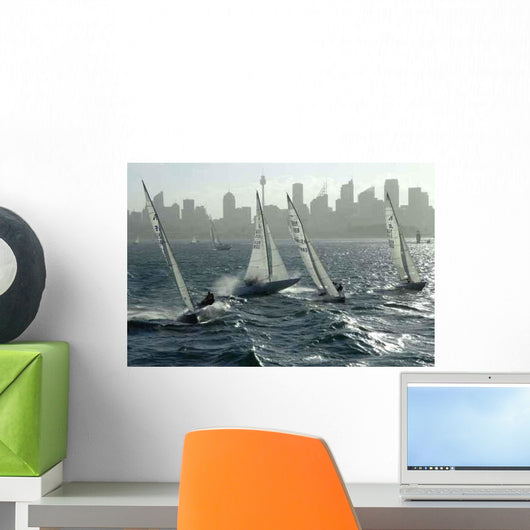 Segelboote im Hafen Wall Decal