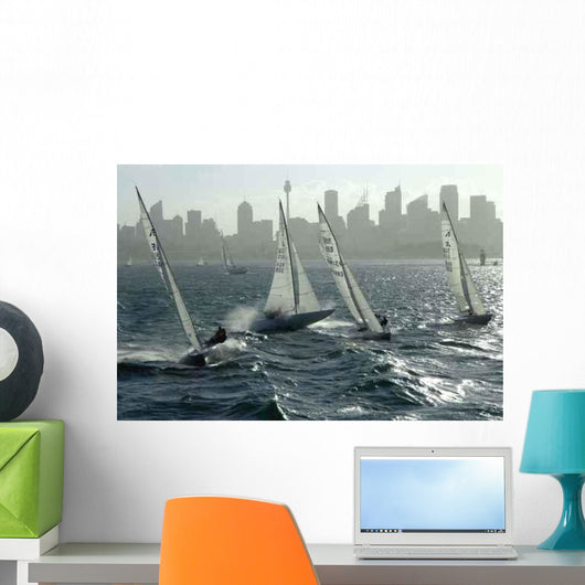 Segelboote im Hafen Wall Decal