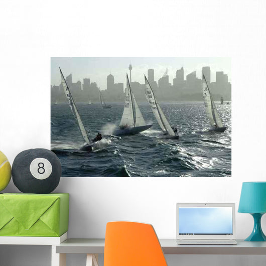 Segelboote im Hafen Wall Decal