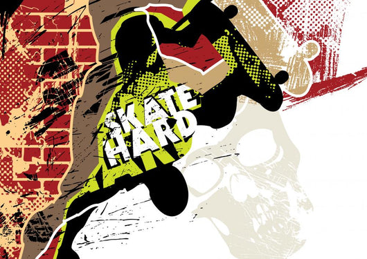 Skateboarding poster with grunge background Wall Mural