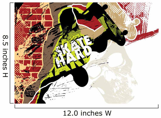 Skateboarding poster with grunge background Wall Mural
