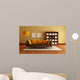 Modern Couch and Wood Bookcase in a Living Room Wall Mural