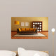 Modern Couch and Wood Bookcase in a Living Room Wall Mural