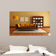Modern Couch and Wood Bookcase in a Living Room Wall Mural