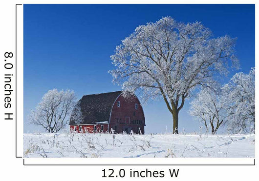Old Red Barn In Winter, Near Oakbank, Manitoba Wall Mural