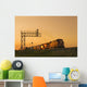 Locomotives Pulling Rail Hopper Cars Pass An Overhead Rail Signal Wall Mural