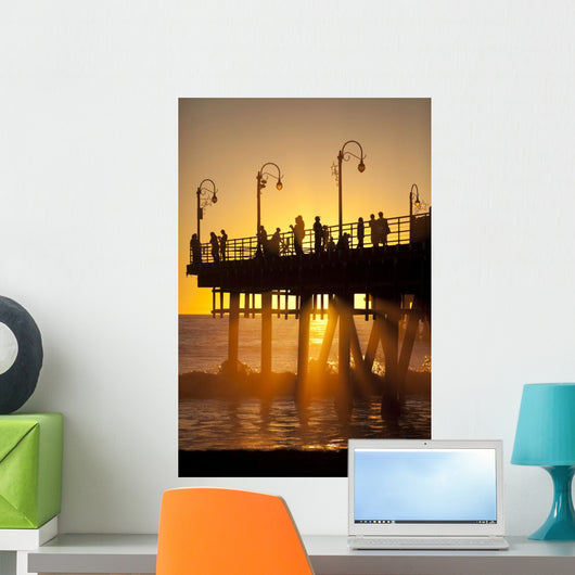 Santa Monica Pier At Sunset, Los Angeles, California Wall Mural