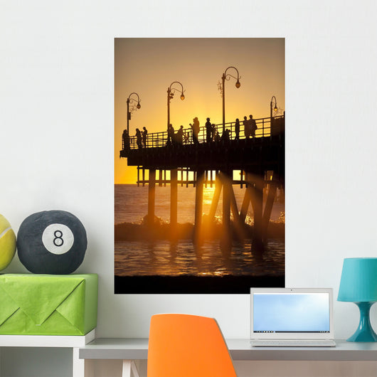 Santa Monica Pier At Sunset, Los Angeles, California Wall Mural