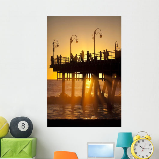 Santa Monica Pier At Sunset, Los Angeles, California Wall Mural
