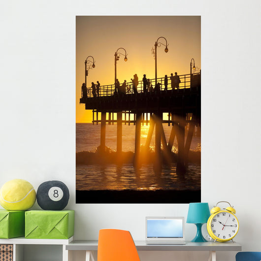 Santa Monica Pier At Sunset, Los Angeles, California Wall Mural