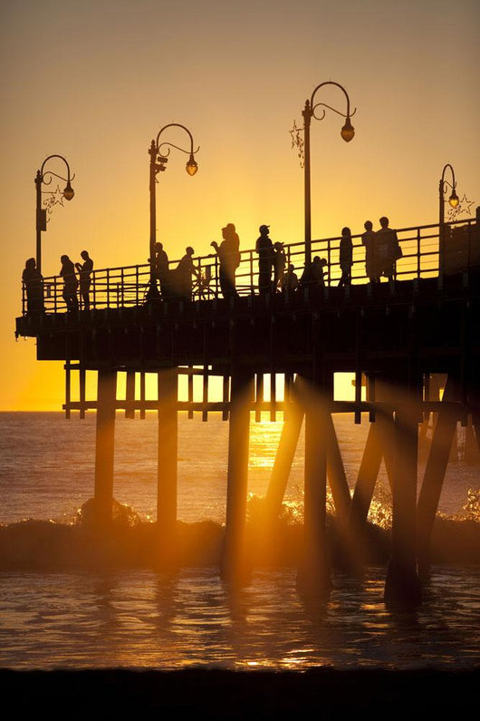 Santa Monica Pier At Sunset, Los Angeles, California Wall Mural
