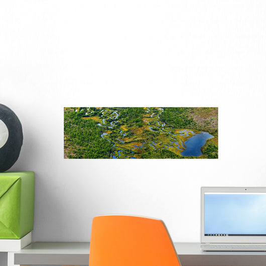 Aerial Of A Wetland, Over Northern Quebec Wall Mural