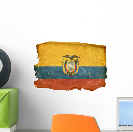 Ecuadorian Flag old, isolated on white background. Wall Decal