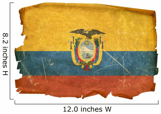 Ecuadorian Flag old, isolated on white background. Wall Decal