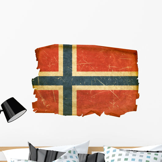 Grunge Norwegian Flag Wall Decal