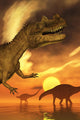 Dinosaur Sunset Wall Mural