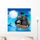 Pirate sailboat with Moon Wall Mural