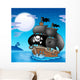 Pirate sailboat with Moon Wall Mural