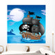 Pirate sailboat with Moon Wall Mural