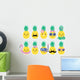 Cute Cartoon Fruits Pineapple Wall Decal Sticker Set