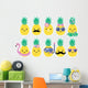Cute Cartoon Fruits Pineapple Wall Decal Sticker Set
