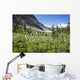 Mountain Meadow With Wildflowers And Glacier Mountains Wall Mural