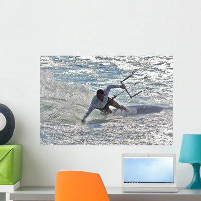 Kitesurfing Wall Mural shown on a wall
