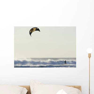 Kitesurfing Wall Mural shown on a wall