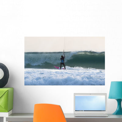 Kitesurfing Wall Mural shown on a wall
