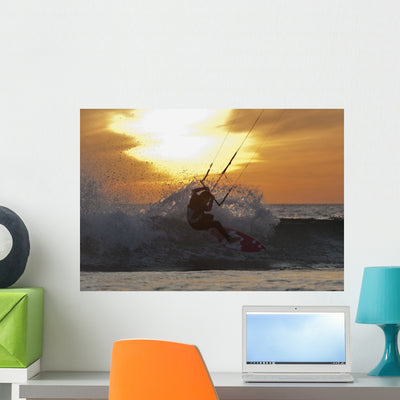 Kitesurfing Wall Mural shown on a wall