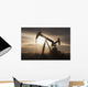 Silhouette Of Two Pump Jacks At Sunrise With Clouds Wall Mural
