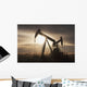 Silhouette Of Two Pump Jacks At Sunrise With Clouds Wall Mural