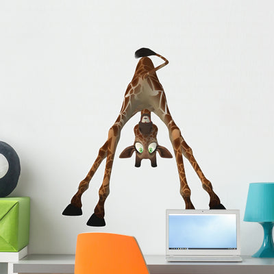 Giraffe Wall Decal shown on a wall