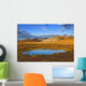 Setting Sun, Tundra And A Pond Wall Mural