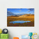 Setting Sun, Tundra And A Pond Wall Mural